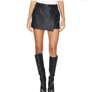 Free People Wynne Black Vegan Faux Leather Mini Skirt size 31